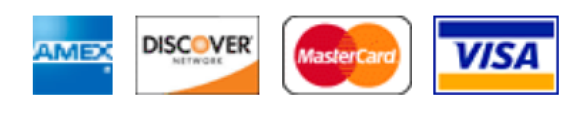 Payment methods: Amex, Discover, Mastercard, Visa